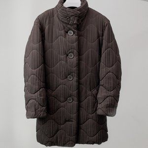 Issey Miyake Taupe Pleated Quilted Coat